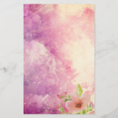 ピンク手作り水彩フローラ結婚のメニューフライヤー チラシ (裏面)