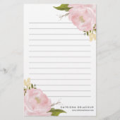 ピンク手描きの水彩豆パーソナライズされた 便箋 (正面)