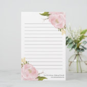 ピンク手描きの水彩豆パーソナライズされた 便箋 (スタンド正面)