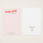 ピンク手書きタイポグラフィイヤリング表示カード (正面&裏面)