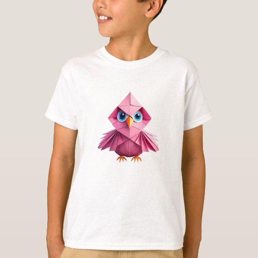 ピンク折り紙かわいいベビー鳥 Tシャツ (正面)