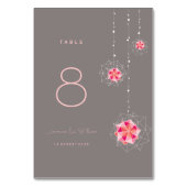 ピンク折り紙ぶら下がったのオーナメントがアジアの光結婚を照らす テーブルナンバー (裏面)