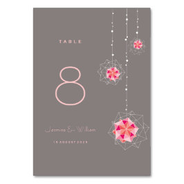 ピンク折り紙ぶら下がったのオーナメントがアジアの光結婚を照らす テーブルナンバー