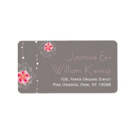 ピンク折り紙ぶら下がったのオーナメントがアジアの光結婚を照らす ラベル