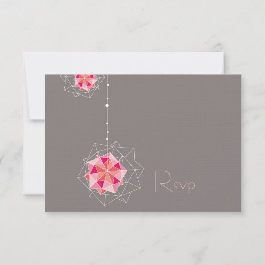 ピンク折り紙ぶら下がったのオーナメントがアジアの光結婚を照らす 出欠カード (裏面)