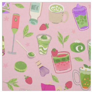 ピンク抹茶ストロベリースムージー ファブリック