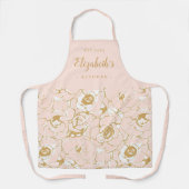 ピンク抽象芸術の花模様パーソナライズされた料理 エプロン (正面)