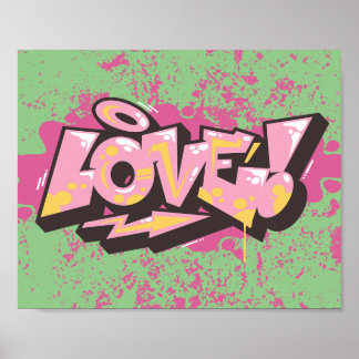 ピンク抽象芸術グラフィティLOVE ポスター
