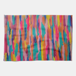 ピンク抽象芸術ストライプ キッチンタオル