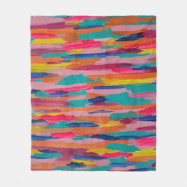 ピンク抽象芸術ストライプ フリースブランケット