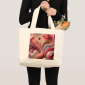 ピンク抽象芸術トートバッグ ラージトートバッグ (正面(商品))