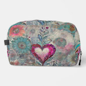 ピンク抽象芸術ハートトイレタリーバッグ ドップキット (正面)