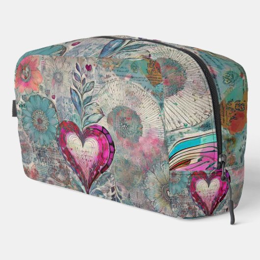 ピンク抽象芸術ハートトイレタリーバッグ ドップキット (右コーナー)