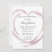 ピンク抽象芸術ハートブライダルシャワー 招待状 (正面)
