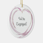 ピンク抽象芸術ハート婚約 セラミックオーナメント (右)