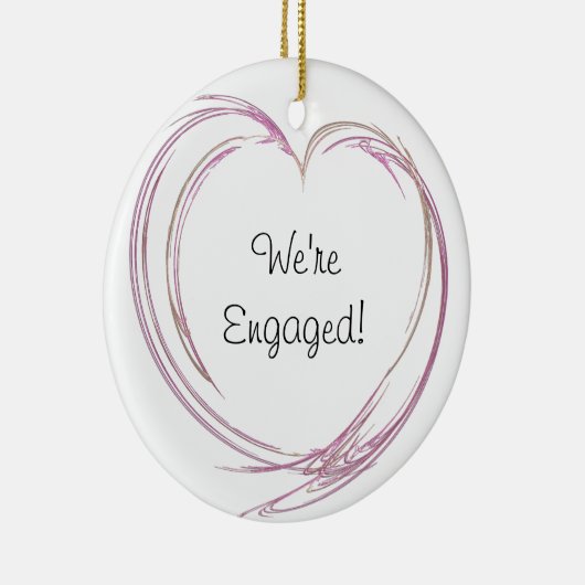 ピンク抽象芸術ハート婚約 セラミックオーナメント (右)