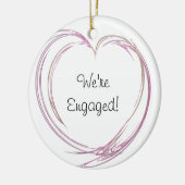 ピンク抽象芸術ハート婚約 セラミックオーナメント (左)