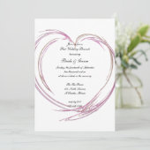 ピンク抽象芸術ハート結婚ポストズブランチ 招待状 (スタンド正面)