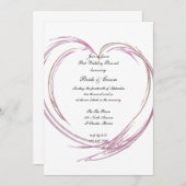 ピンク抽象芸術ハート結婚ポストズブランチ 招待状 (正面/裏面)