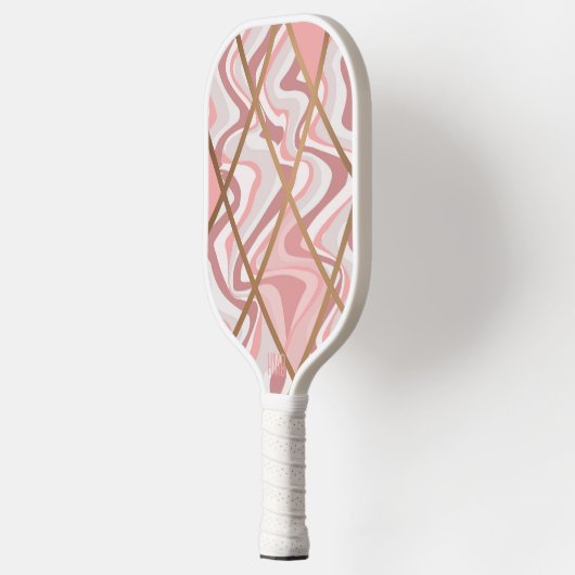 ピンク抽象芸術パターパーソナライズされたン ピックルボールラケット (左)