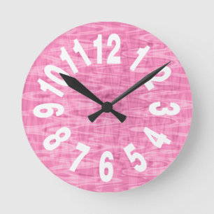 ピンク抽象芸術パターン大数 ラウンド壁時計