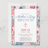 ピンク抽象芸術フローラ教会マザーズデイブランチ 招待状 (正面)