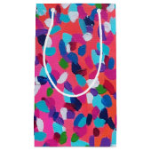 ピンク抽象芸術プリント スモールペーパーバッグ (正面)