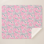 ピンク抽象芸術ミッドセンチュリーモダンフラワー シェルパブランケット (正面(横))