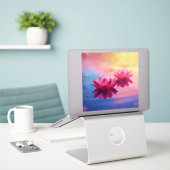 ピンク抽象芸術ロータス シール (デスク上のノートパソコン)