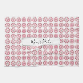 ピンク抽象芸術幾何八角形の円パターン キッチンタオル