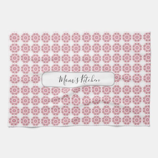 ピンク抽象芸術幾何八角形の円パターン キッチンタオル (横)