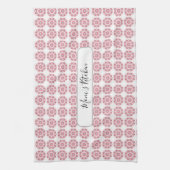 ピンク抽象芸術幾何八角形の円パターン キッチンタオル (縦)