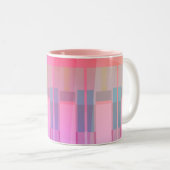 ピンク抽象芸術幾何学的マグカップ ツートーンマグカップ (正面右)