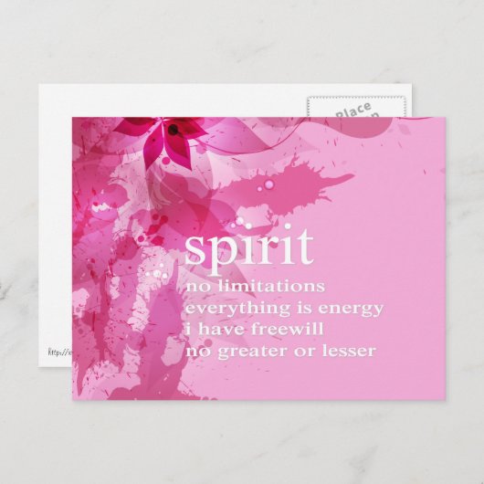 ピンク抽象芸術感動的スピリチュアル引用文 ポストカード (正面/裏面)