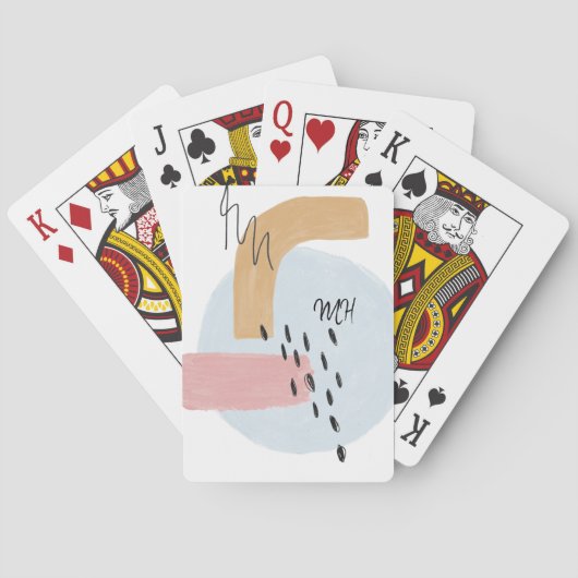 ピンク抽象芸術書道イニシャル モノグラムの トランプ (裏面)