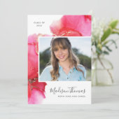 ピンク抽象芸術水彩写真卒業パーティー 招待状 (スタンド正面)