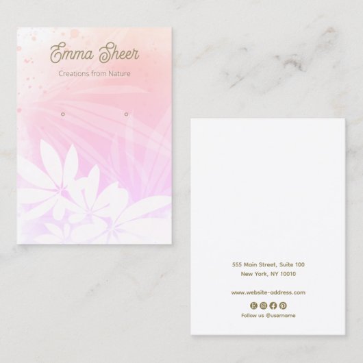 ピンク抽象芸術水彩植物葉のビジネスCa 名刺 (正面/裏面)