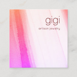 ピンク抽象芸術水彩画 スクエア名刺