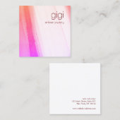 ピンク抽象芸術水彩画 スクエア名刺 (正面/裏面)