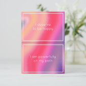 ピンク抽象芸術波水平2確認カード 招待状 (スタンド正面)