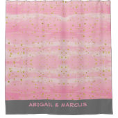 ピンク抽象芸術浴 シャワーカーテン (正面)