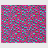 ピンク抽象芸術漫画スカルデザイン包装紙 ラッピングペーパー (フラット)