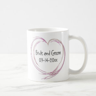ピンク抽象芸術結婚ハート コーヒーマグカップ