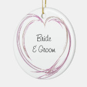 ピンク抽象芸術結婚ハート セラミックオーナメント (左)