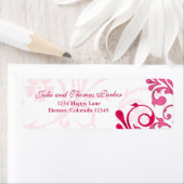 ピンク抽象芸術結婚フローラ差出人住所ラベル ラベル (インサイチュ)