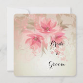 ピンク抽象芸術結婚フローラ 招待状 (裏面)