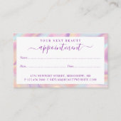 ピンク抽象芸術虹彩色ホログラフィック美しいアーティスト 予約カード (正面)