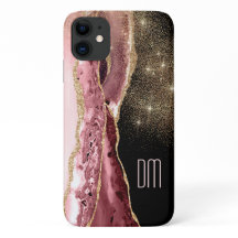 ピンク抽象芸術金ゴールドスターグリッターモノグラム