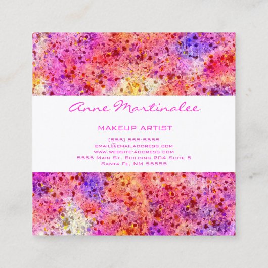 ピンク抽象芸術 スクエア名刺 (裏面)