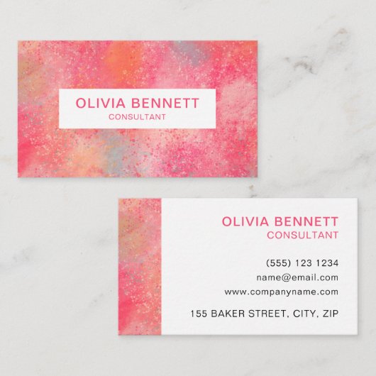 ピンク抽象芸術 モダン 名刺 (正面/裏面)